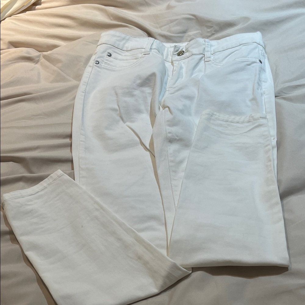 bebe Women's White Straight Leg Jeans